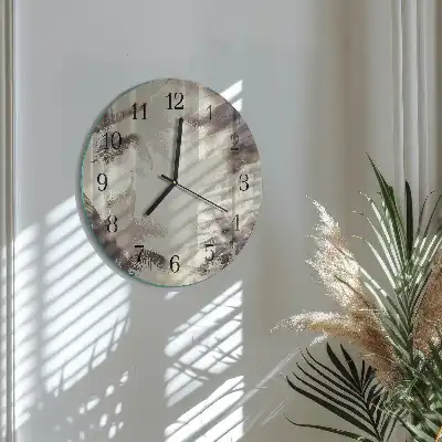 Kulaté skleněné hodiny na stěnu Palmy