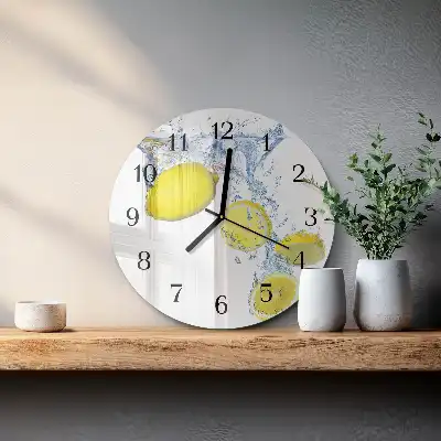 Nástěnné hodiny skleněné kulaté Citrony
