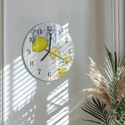 Nástěnné hodiny skleněné kulaté Citrony