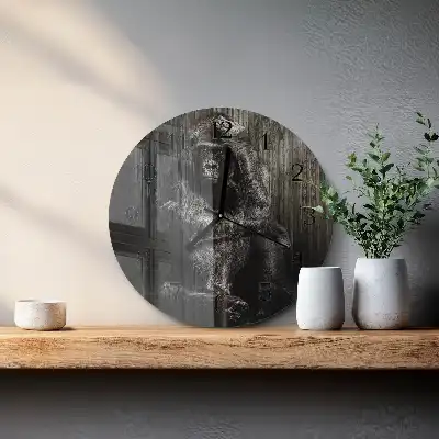 Kulaté skleněné hodiny na zeď Gorila