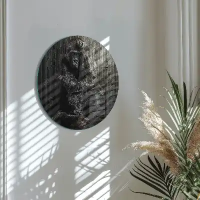 Kulaté skleněné hodiny na zeď Gorila