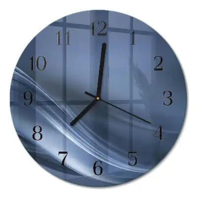 Nástěnné hodiny skleněné kulaté Modré vlny