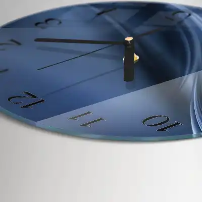 Nástěnné hodiny skleněné kulaté Modré vlny