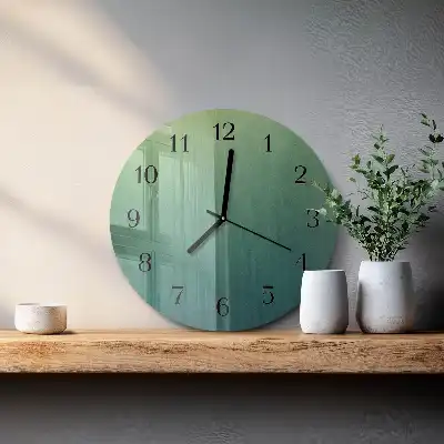 Hodiny na skle kulaté Zelený gradient