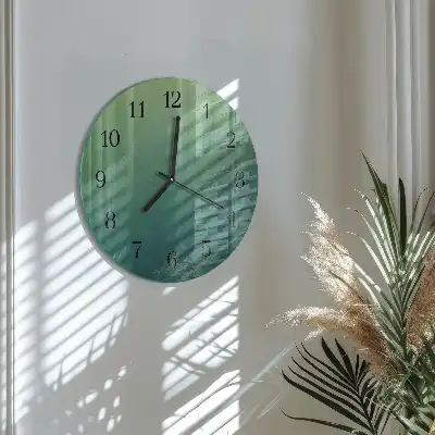 Hodiny na skle kulaté Zelený gradient