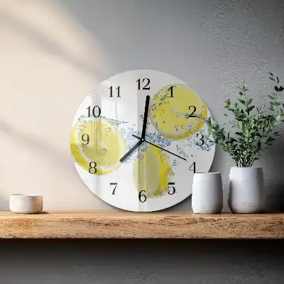 Nástěnné hodiny skleněné kulaté Citrony