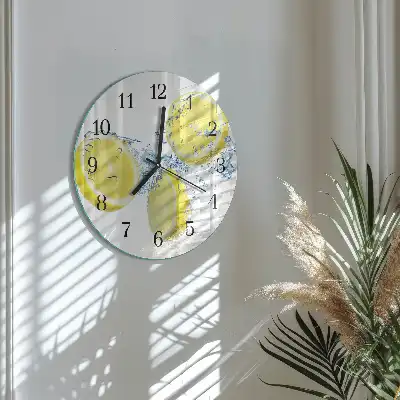 Nástěnné hodiny skleněné kulaté Citrony