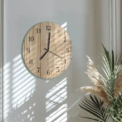 Nástěnné hodiny skleněné kulaté Dřevo