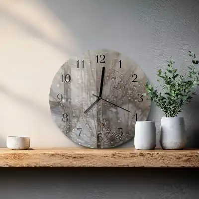 Kulaté skleněné hodiny na zeď Kapky rosy