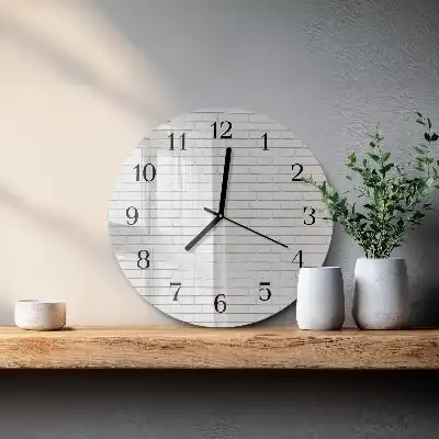 Kulaté skleněné hodiny na stěnu Cihlová zeď