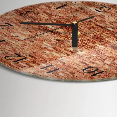 Hodiny s fotkou skleněné kulaté Cihlová zeď