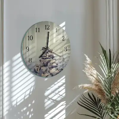 Hodiny s fotkou skleněné kulaté Břeh řeky