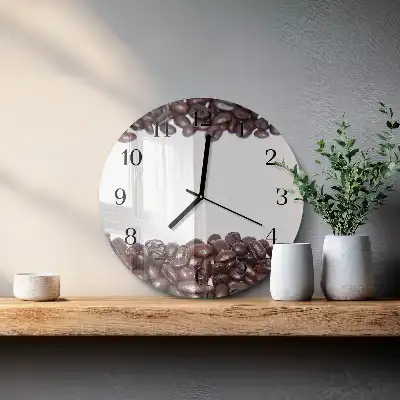Kulaté skleněné hodiny na stěnu Kávová zrna