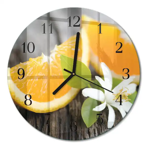 Kulaté skleněné hodiny na zeď Citrus