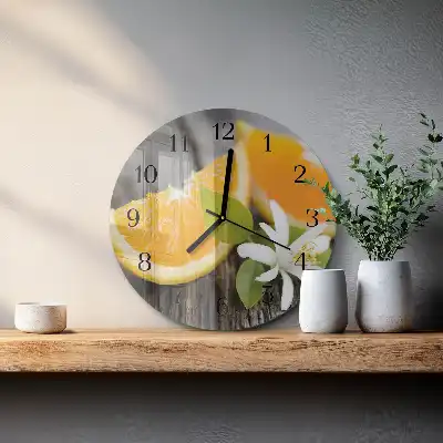 Kulaté skleněné hodiny na zeď Citrus