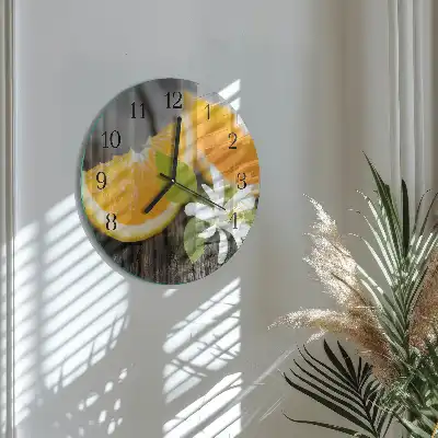 Kulaté skleněné hodiny na zeď Citrus