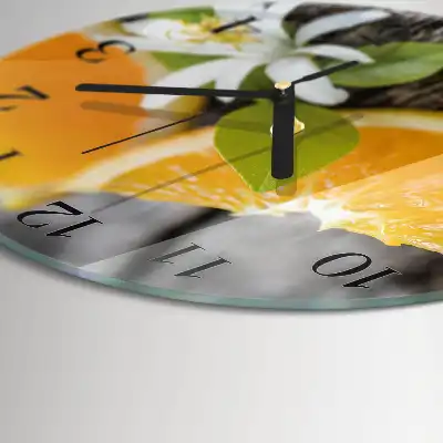 Kulaté skleněné hodiny na zeď Citrus