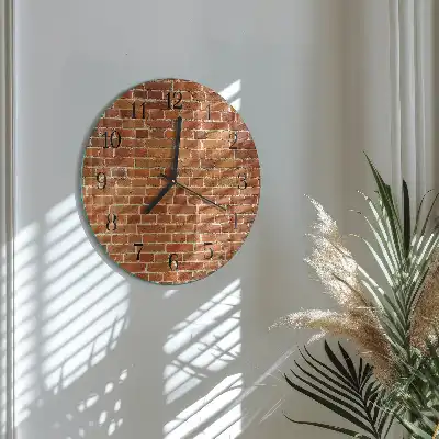Kulaté skleněné hodiny na stěnu Cihlová zeď