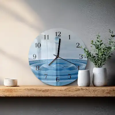 Hodiny s fotkou skleněné kulaté Voda