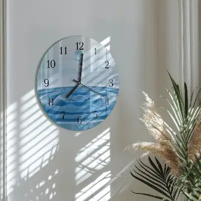 Hodiny s fotkou skleněné kulaté Voda