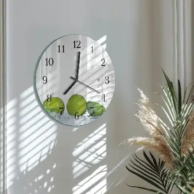 Hodiny na skle kulaté Limetky