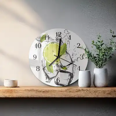 Hodiny s fotkou skleněné kulaté Uhličitan vápenatý