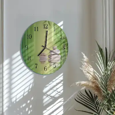 Nástěnné hodiny skleněné kulaté Zenové kameny