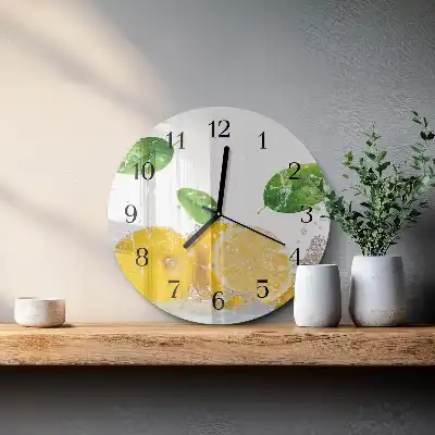 Kulaté skleněné hodiny na zeď Citrus