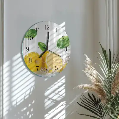 Kulaté skleněné hodiny na zeď Citrus