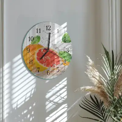 Hodiny na skle kulaté Grapefruit