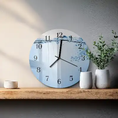 Nástěnné hodiny skleněné kulaté Voda