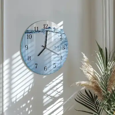 Nástěnné hodiny skleněné kulaté Voda