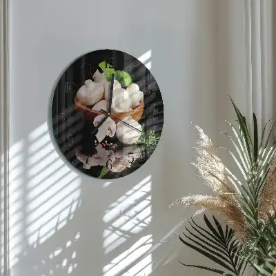 Kulaté skleněné hodiny na zeď Houby