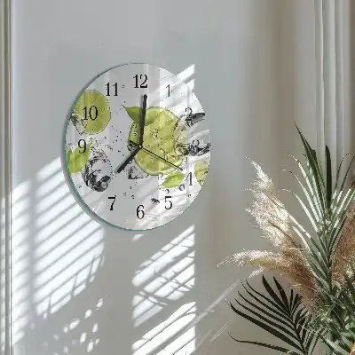 Hodiny na skle kulaté Uhličitan vápenatý