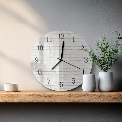 Kulaté skleněné hodiny na stěnu Cihlová zeď