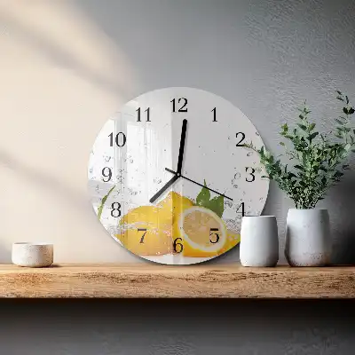 Nástěnné hodiny skleněné kulaté Citrony