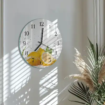 Nástěnné hodiny skleněné kulaté Citrony