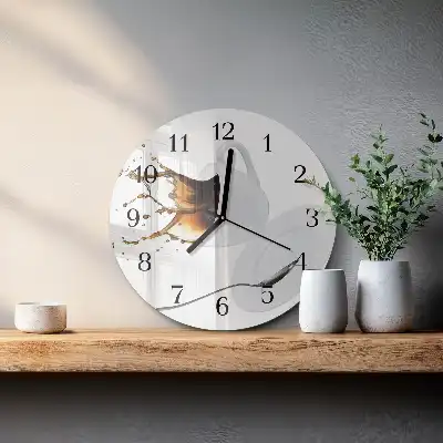 Kulaté skleněné hodiny na zeď Šálek kávy