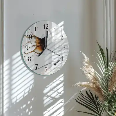 Kulaté skleněné hodiny na zeď Šálek kávy