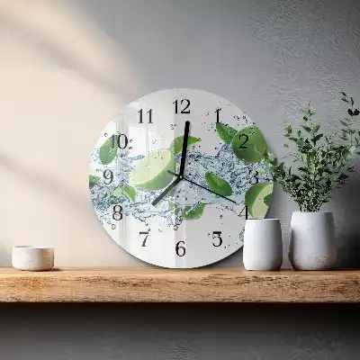 Hodiny s fotkou skleněné kulaté Limetky