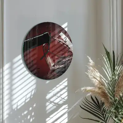 Hodiny na skle kulaté Sklenka vína