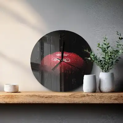 Hodiny s fotkou skleněné kulaté Jablko