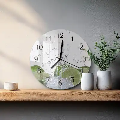 Hodiny s fotkou skleněné kulaté Uhličitan vápenatý
