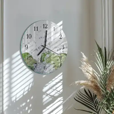 Hodiny s fotkou skleněné kulaté Uhličitan vápenatý