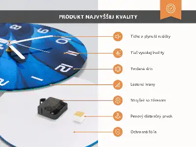 Hodiny s fotkou skleněné kulaté Uhličitan vápenatý