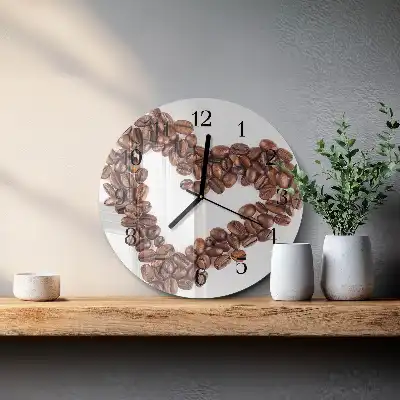 Nástěnné hodiny skleněné kulaté Kávová zrna