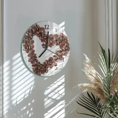 Nástěnné hodiny skleněné kulaté Kávová zrna