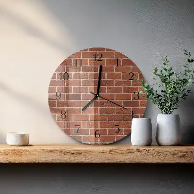 Kulaté skleněné hodiny na stěnu Cihlová zeď