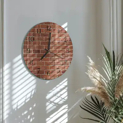 Kulaté skleněné hodiny na stěnu Cihlová zeď