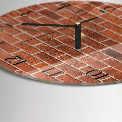 Kulaté skleněné hodiny na stěnu Cihlová zeď